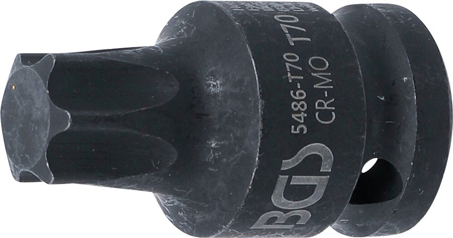 Jaudas uzgaļa ieliktnis | Garums 42mm | Iekšējā kvadrātveida piedziņa 12,5 mm (1/2") | T veida profils (Torx) T70