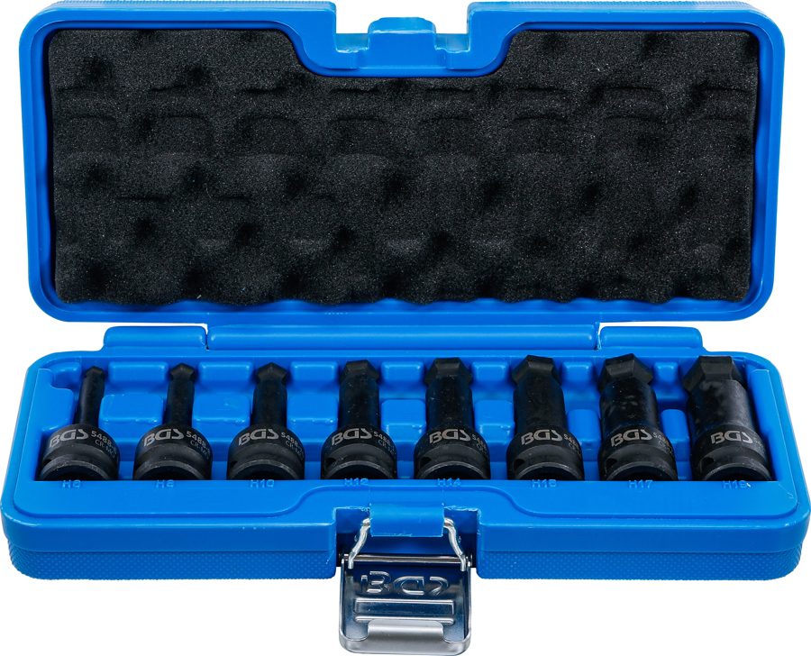 Jaudas uzgaļu ieliktņu komplekts | Garums 75mm | Piedziņas iekšējais kvadrāts 12,5 mm (1/2") | sešstūra ligzda ar lodveida galvu 6 - 19 mm | 8 gab.