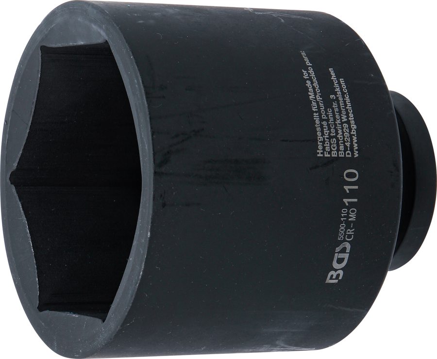 Triecienligzdas uzgriežņu atslēgas ieliktnis, sešstūris, dziļš | Iekšējā kvadrātveida piedziņa 25 mm (1") | SW 110 mm