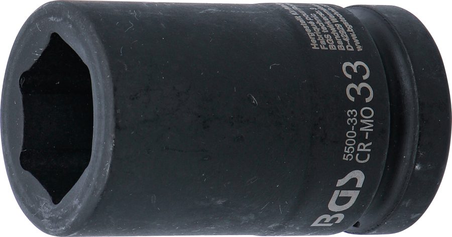 Triecienligzdas uzgriežņu atslēgas ieliktnis, sešstūris, dziļš | Piedziņas iekšējais kvadrāts 25 mm (1") | SW 33 mm