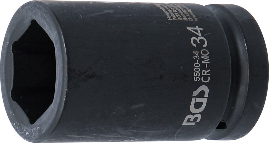 Triecienligzdas uzgriežņu atslēgas ieliktnis, sešstūris, dziļš | Iekšējā kvadrātveida piedziņa 25 mm (1") | SW 34 mm