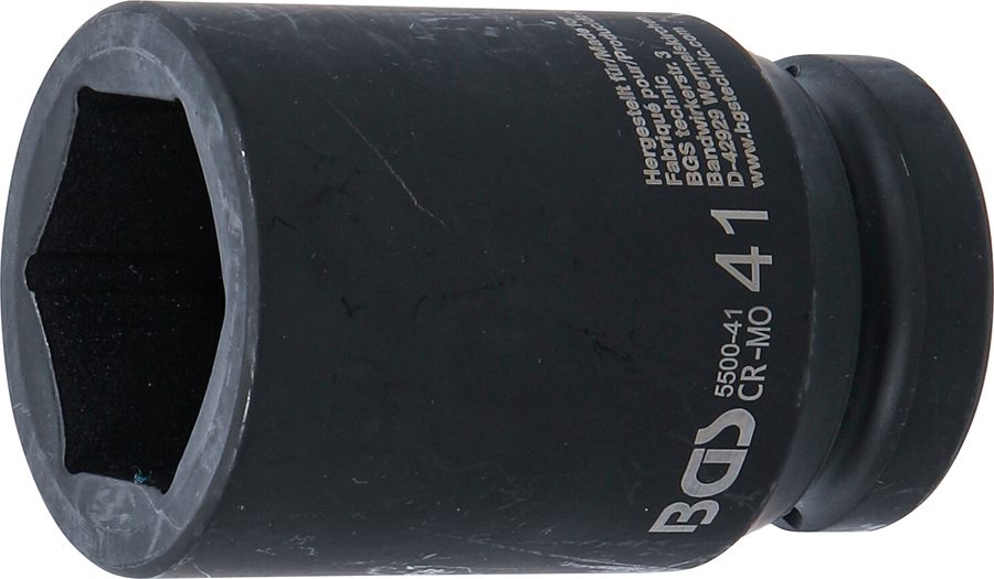 Triecienligzdas uzgriežņu atslēgas ieliktnis, sešstūris, dziļš | Iekšējā kvadrātveida piedziņa 25 mm (1") | SW 41 mm