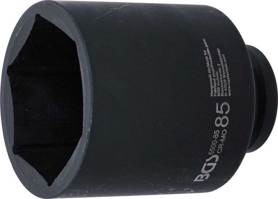 Triecienligzdas uzgriežņu atslēgas ieliktnis, sešstūris, dziļš | Piedziņas iekšējais kvadrāts 25 mm (1") | SW 85 mm