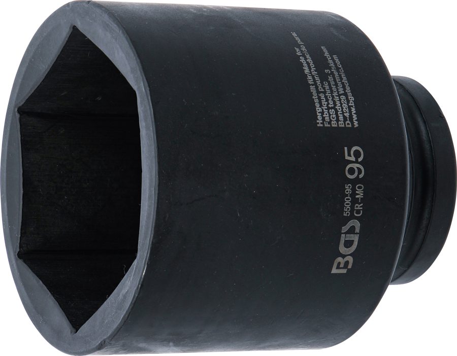 Triecienligzdas uzgriežņu atslēgas ieliktnis, sešstūris, dziļš | Iekšējā kvadrātveida piedziņa 25 mm (1") | SW 95 mm