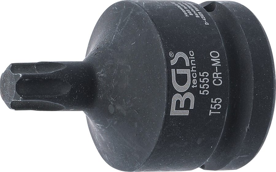 Jaudas uzgaļa ieliktnis | Garums 60mm | Iekšējā kvadrātveida piedziņa 20 mm (3/4") | T veida profils (Torx) T55
