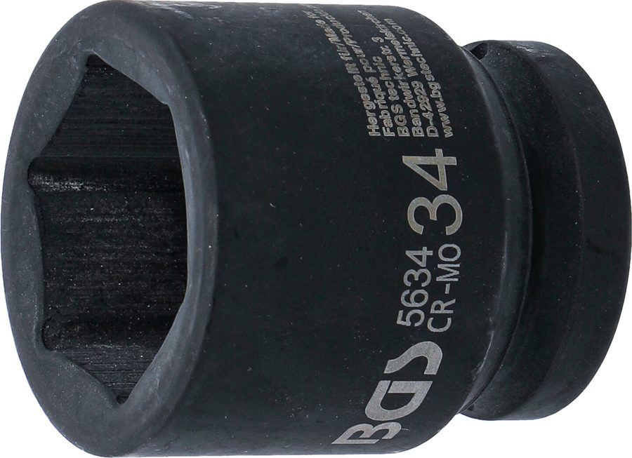 Triecienligzdas uzgriežņu atslēgas ieliktnis sešstūris | Iekšējā kvadrātveida piedziņa 20 mm (3/4") | SW 34 mm