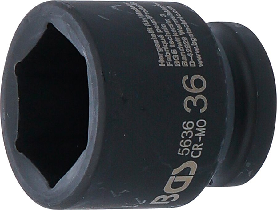 Triecienligzdas uzgriežņu atslēgas ieliktnis sešstūris | Iekšējā kvadrātveida piedziņa 20 mm (3/4") | SW 36 mm