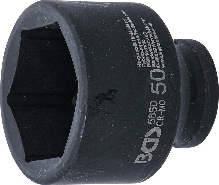 Triecienligzdas uzgriežņu atslēgas ieliktnis sešstūris | Piedziņas iekšējais kvadrāts 20 mm (3/4") | SW 50 mm