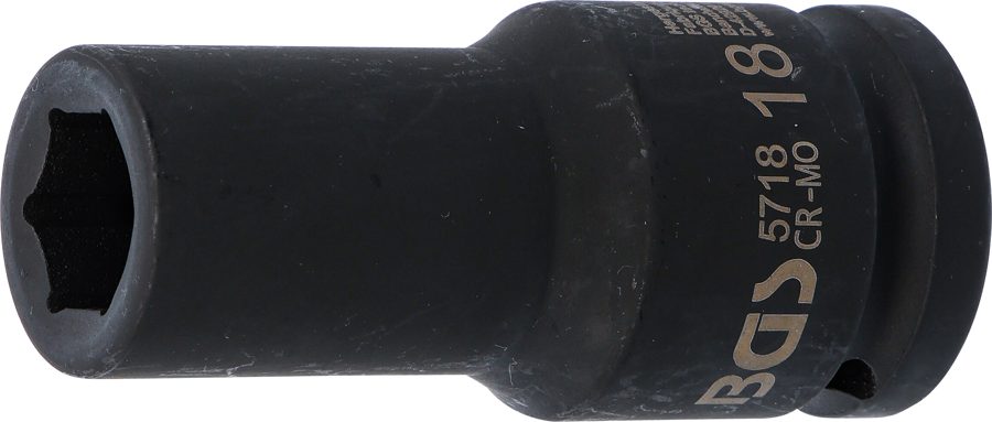 Triecienligzdas uzgriežņu atslēgas ieliktnis, sešstūris, dziļš | Piedziņas iekšējais kvadrāts 20 mm (3/4") | SW 18 mm