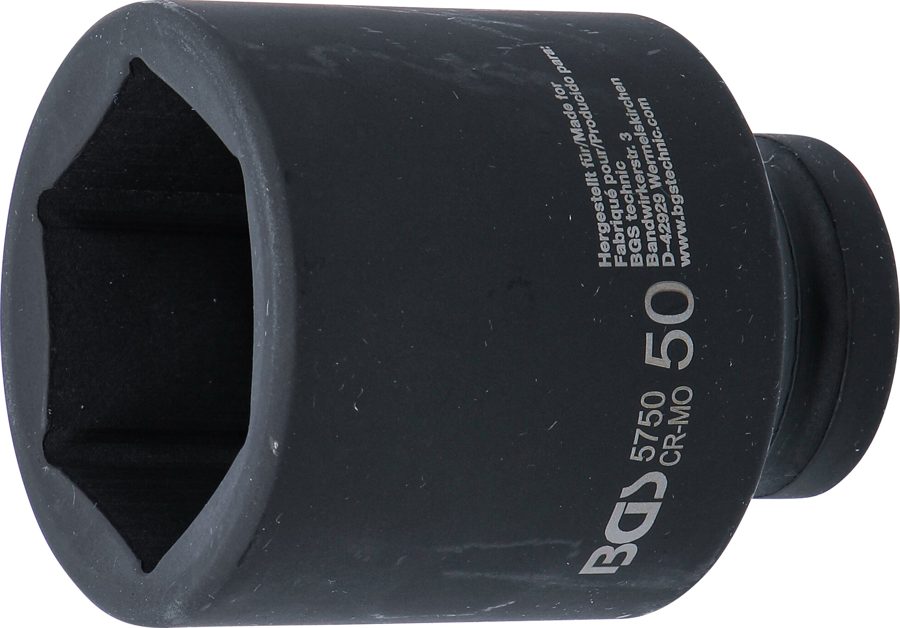 Triecienligzdas uzgriežņu atslēgas ieliktnis, sešstūris, dziļš | Piedziņas iekšējais kvadrāts 20 mm (3/4") | SW 50 mm