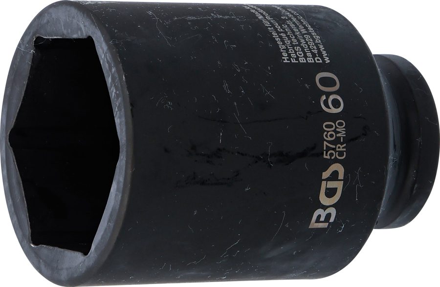 Triecienligzdas uzgriežņu atslēgas ieliktnis, sešstūris, dziļš | Piedziņas iekšējais kvadrāts 20 mm (3/4") | SW 60 mm