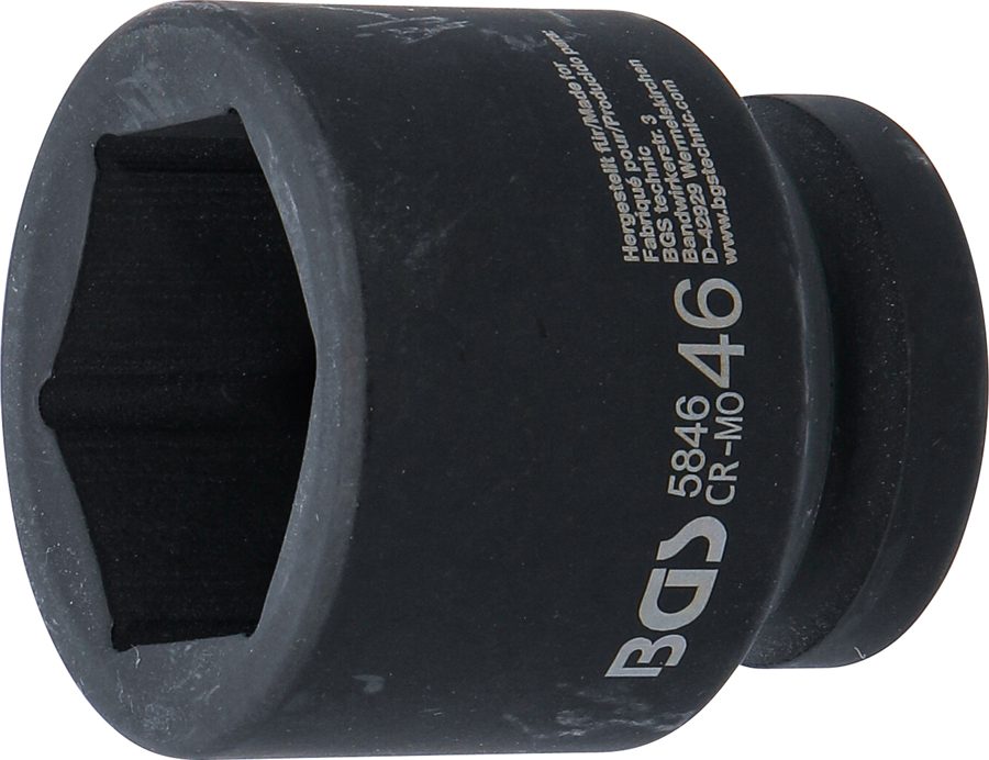 Triecienligzdas uzgriežņu atslēgas ieliktnis sešstūris | Piedziņas iekšējais kvadrāts 25 mm (1") | SW 46 mm