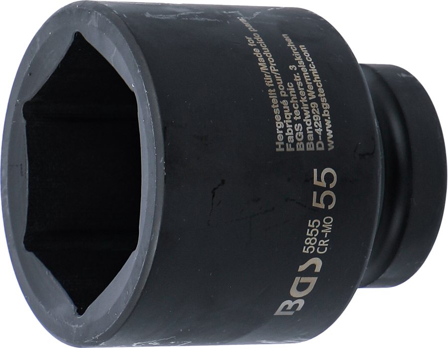 Triecienligzdas uzgriežņu atslēgas ieliktnis sešstūris | Piedziņas iekšējais kvadrāts 25 mm (1") | SW 55 mm