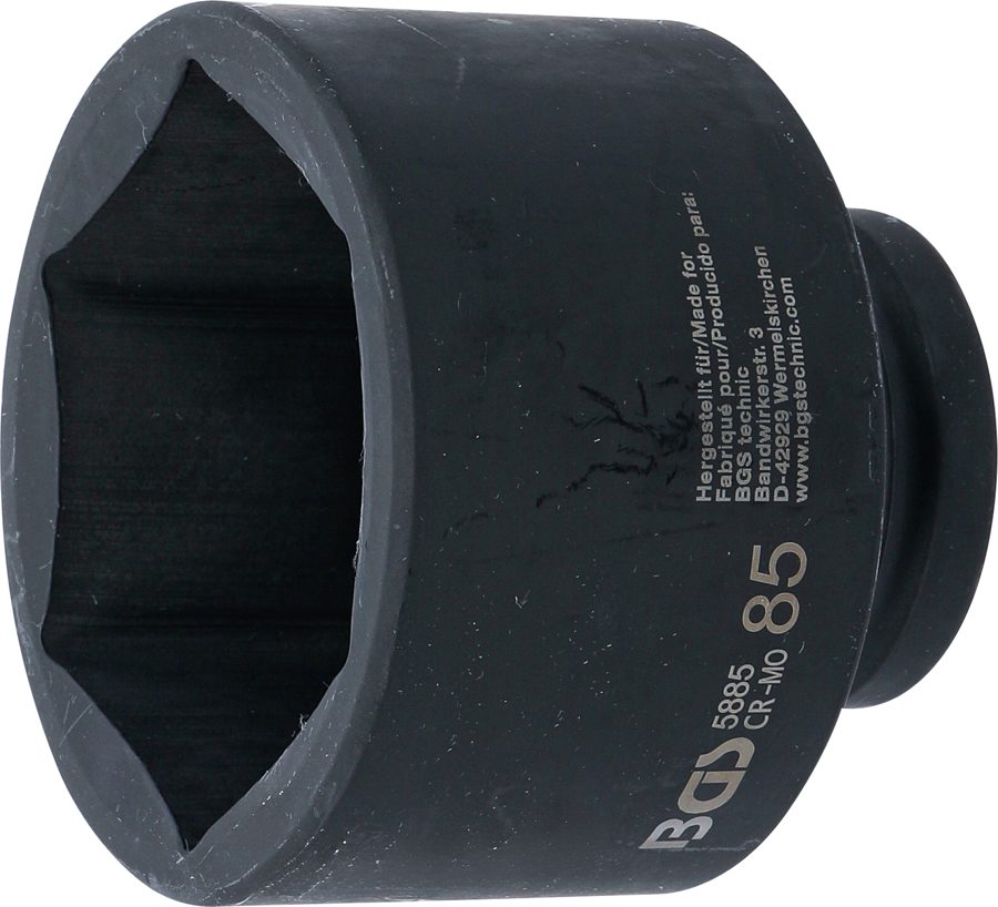 Triecienligzdas uzgriežņu atslēgas ieliktnis sešstūris | Piedziņas iekšējais kvadrāts 25 mm (1") | SW 85 mm