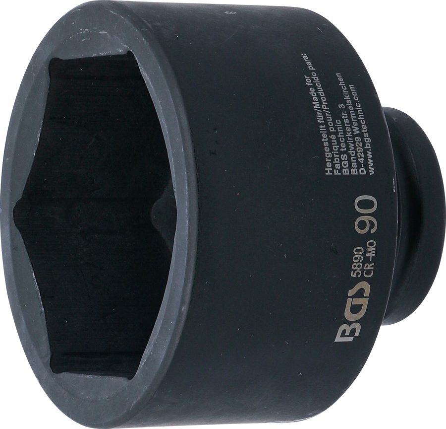 Triecienligzdas uzgriežņu atslēgas ieliktnis sešstūris | Piedziņas iekšējais kvadrāts 25 mm (1") | SW 90 mm