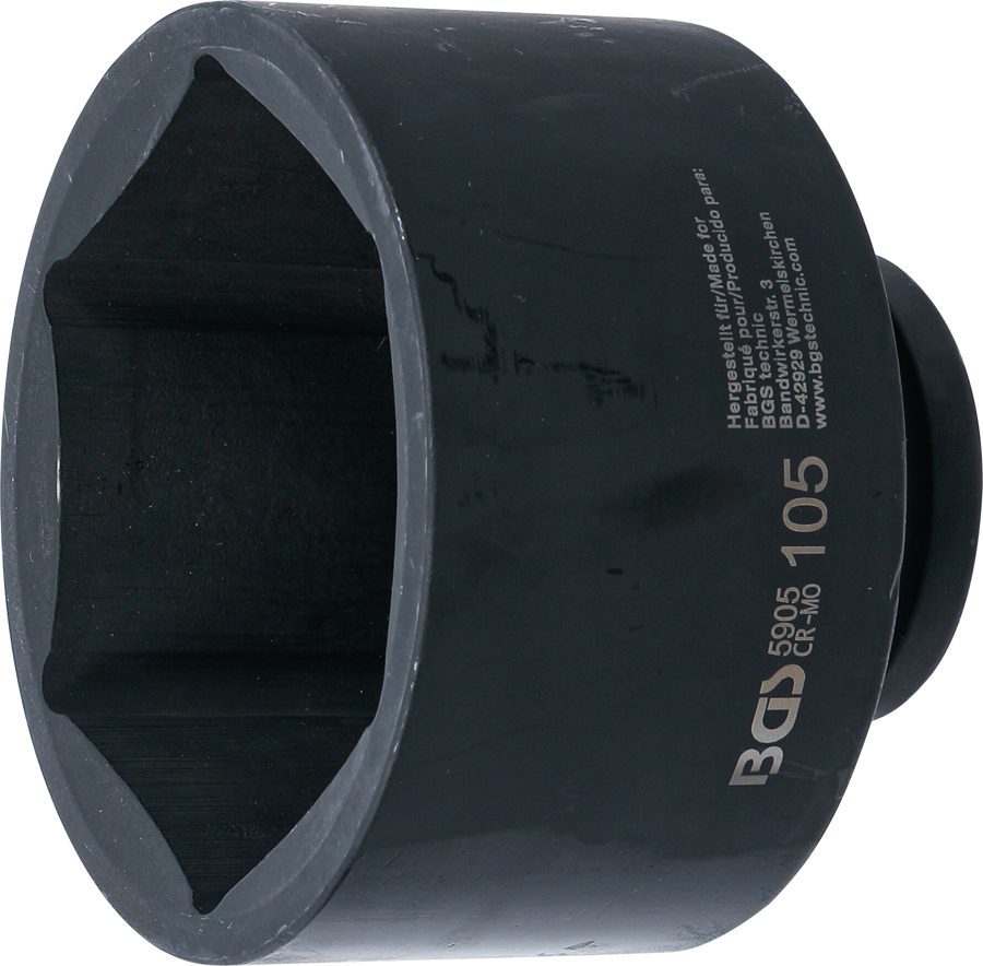 Triecienligzdas uzgriežņu atslēgas ieliktnis sešstūris | Iekšējā kvadrātveida piedziņa 25 mm (1") | SW 105 mm