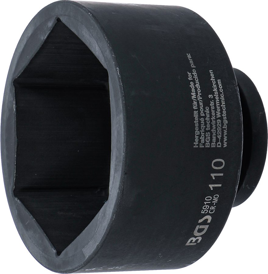 Triecienligzdas uzgriežņu atslēgas ieliktnis sešstūris | Iekšējā kvadrātveida piedziņa 25 mm (1") | SW 110 mm