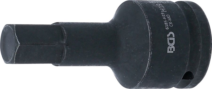Jaudas uzgaļa ieliktnis | Garums 100mm | Piedziņas iekšējais kvadrāts 20 mm (3/4") | iekšējais sešstūris 19 mm