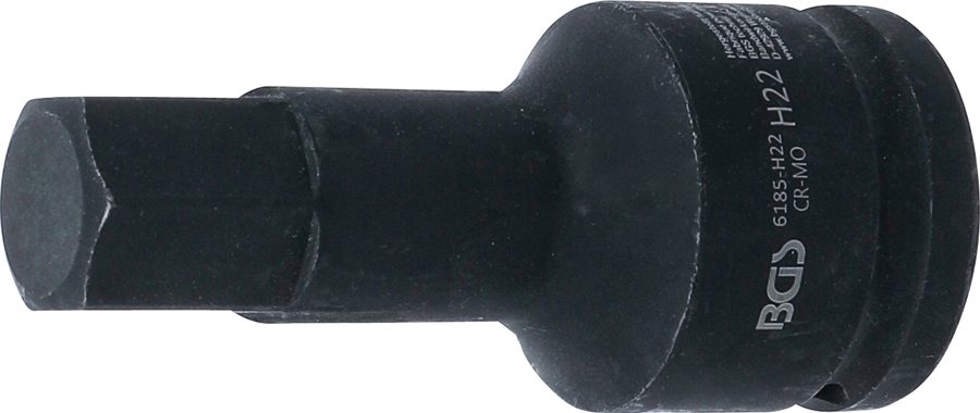 Jaudas uzgaļa ieliktnis | Garums 100mm | Piedziņas iekšējais kvadrāts 20 mm (3/4") | iekšējais sešstūris 22 mm