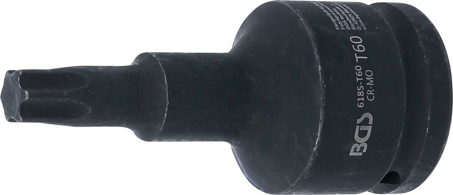 Jaudas uzgaļa ieliktnis | Garums 100mm | Iekšējā kvadrātveida piedziņa 20 mm (3/4") | T veida profils (Torx) T60
