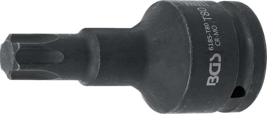 Jaudas uzgaļa ieliktnis | Garums 100mm | Iekšējā kvadrātveida piedziņa 20 mm (3/4") | T veida profils (Torx) T80