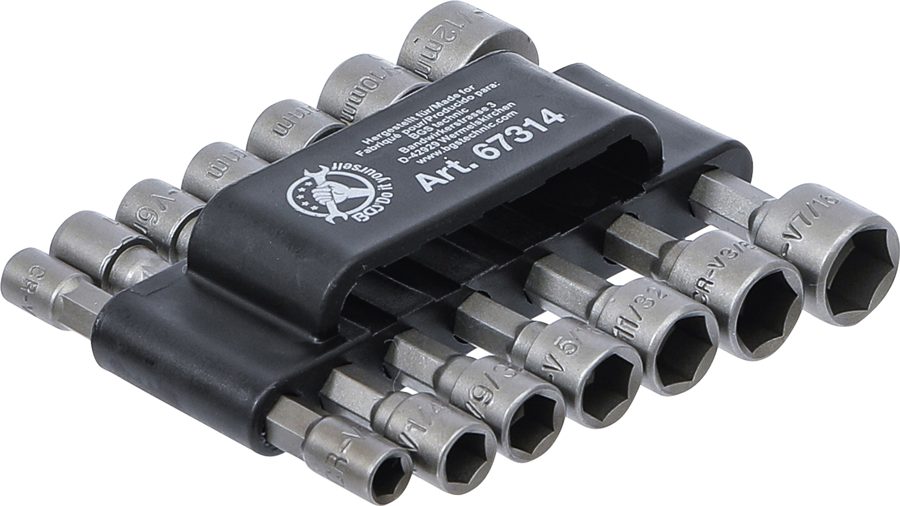 Uzgriežņu atslēgu komplekts | Piedziņas ārējais sešstūris 6,3 mm (1/4 collas) | metriska + colla | 14 gabali.