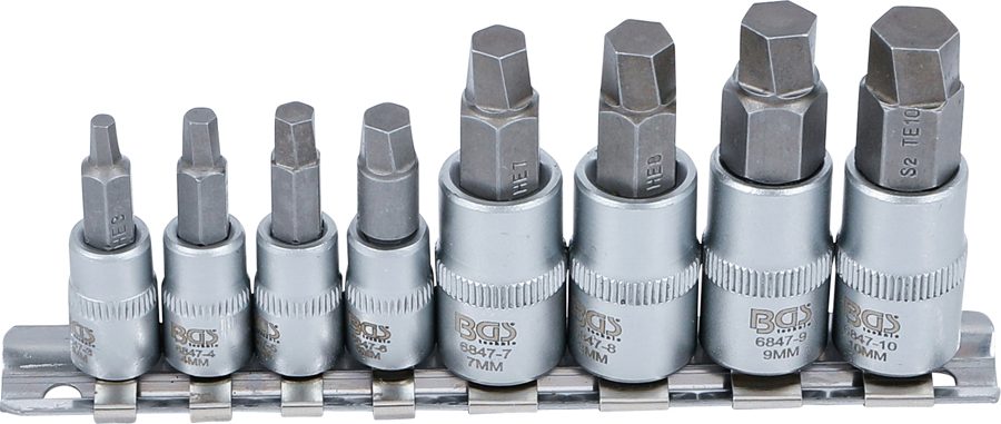 Skrūvju nosūcēju komplekts | Piedziņas iekšējais kvadrāts 6,3 mm (1/4") / 10 mm (3/8") | par bojātu sešstūra ligzdu 3 - 10 mm | 8 gab.