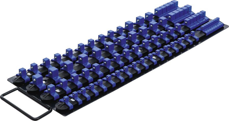 Stiprinājuma sliežu komplekts uzgriežņu atslēgas ieliktņiem | ar 80 klipiem | ieliktņiem 6,3 mm (1/4"), 10 mm (3/8"), 12,5 mm (1/2")