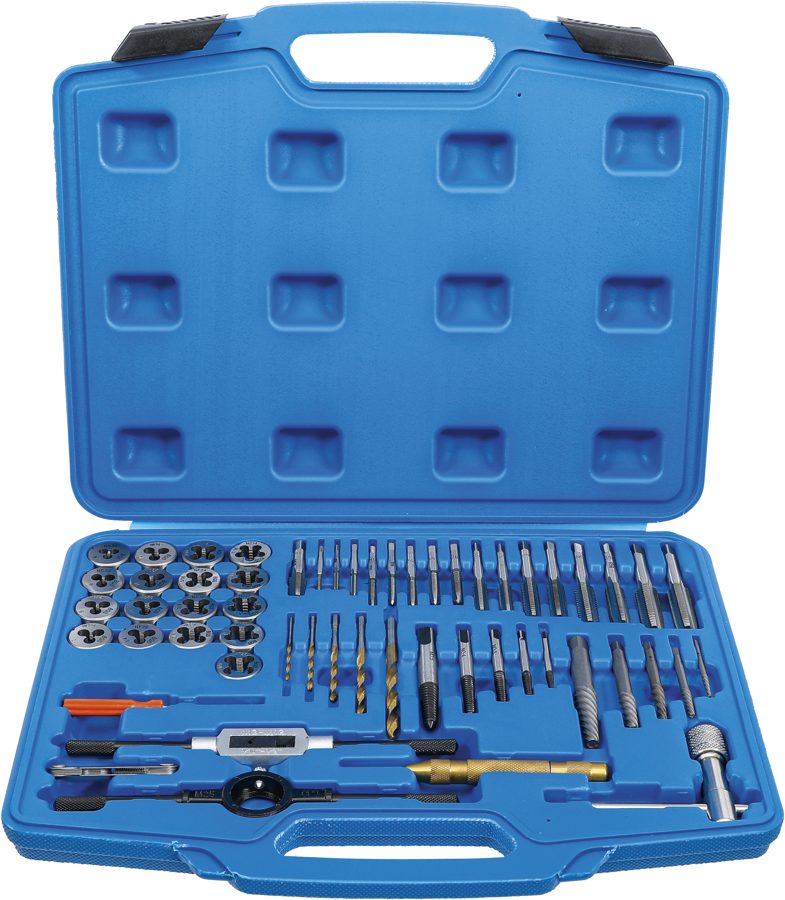 Vītņu griešanas komplekts | collu | 1/4" - 1/2" | 56 gabali