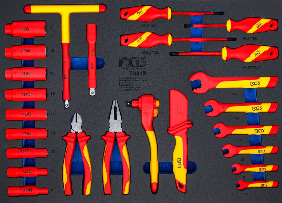 Darbnīcas ratiņu ieliktnis 3/3: VDE uzgriežņu atslēgu komplekts | Iekšējā kvadrātveida piedziņa 10 mm (3/8") | 26 gab.