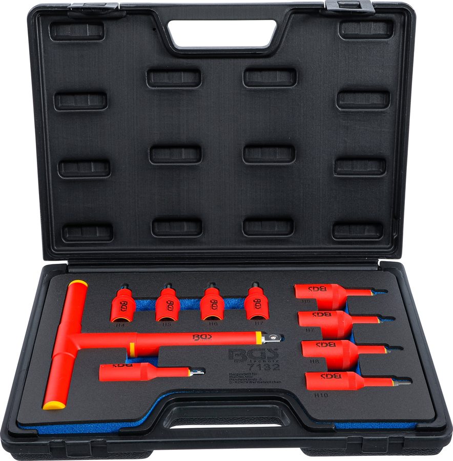 VDE bitu ieliktņu komplekts | Piedziņas iekšējais kvadrāts 10 mm (3/8") / 12,5 mm (1/2") | Sešstūra ligzda 4 - 10 mm | 10 gab.