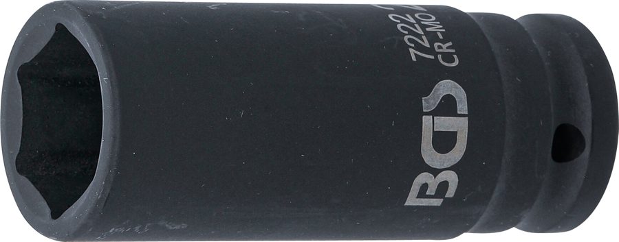 Triecienligzdas uzgriežņu atslēgas ieliktnis, sešstūris, dziļš | Piedziņas iekšējais kvadrāts 12,5 mm (1/2") | SW 22 mm