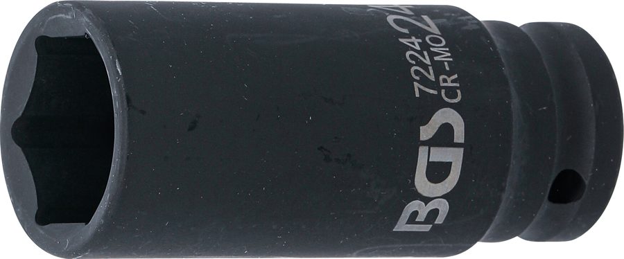 Triecienligzdas uzgriežņu atslēgas ieliktnis, sešstūris, dziļš | Piedziņas iekšējais kvadrāts 12,5 mm (1/2") | SW 24 mm