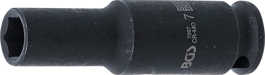 Triecienligzdas uzgriežņu atslēgas ieliktnis, sešstūris, dziļš | Piedziņas iekšējais kvadrāts 6,3 mm (1/4") | SW 7 mm