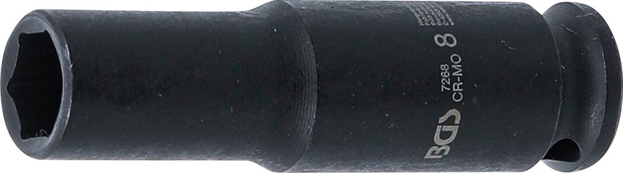Triecienligzdas uzgriežņu atslēgas ieliktnis, sešstūris, dziļš | Piedziņas iekšējais kvadrāts 6,3 mm (1/4") | SW 8 mm