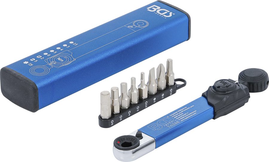 Griezes momenta atslēga | Sešstūra ligzdas piedziņa 6,3 mm (1/4") | 2 - 10 Nm | ar uzgaļu komplektu | 9 gab.