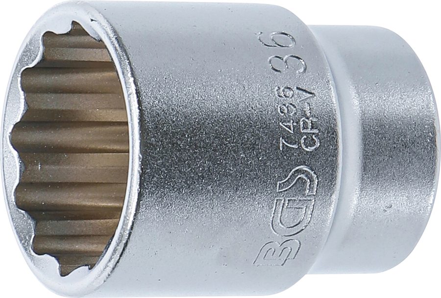 Uzgriežņu atslēgas ieliktnis divpadsmit punktu | Iekšējā kvadrātveida piedziņa 20 mm (3/4") | SW 36 mm
