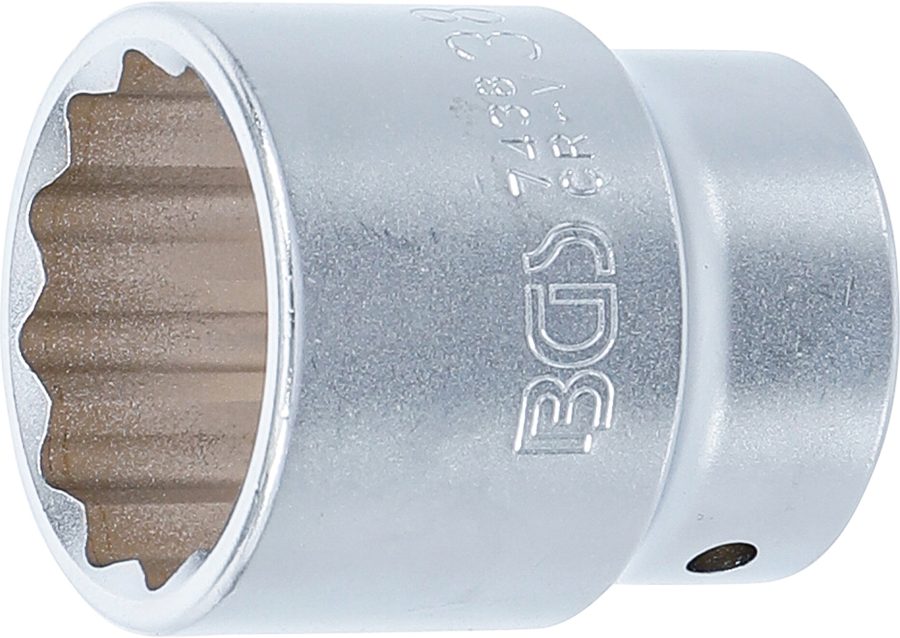 Uzgriežņu atslēgas ieliktnis divpadsmit punktu | Piedziņas iekšējais kvadrāts 20 mm (3/4") | SW 38 mm