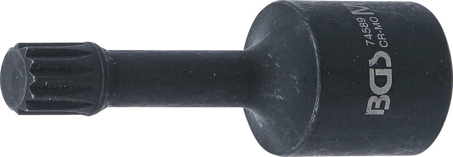 Jaudas īpašs uzgaļa ieliktnis | Garums 72mm | Piedzīt iekšējo kvadrātu 12,5 mm (1/2 collas) | iekšējā šķautne (XZN) M12 | VAG