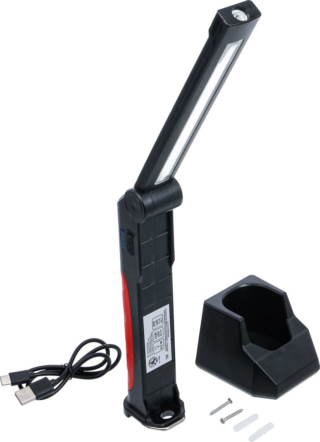 Ar baterijām darbināms lukturītis | COB LED | 6,5 W | ar uzlādes staciju