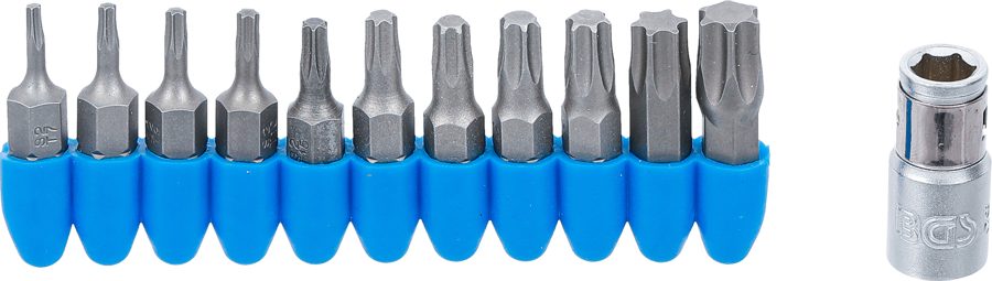 bitu komplekts | Ārējā sešstūra piedziņa 6,3 mm (1/4") | T veida profila izeja (Torx) | 11 gab.