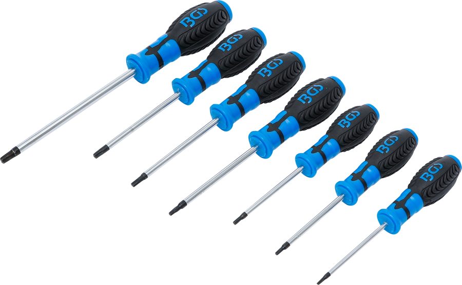 Skrūvgriežu komplekts | T-profils (Torx) ar caurumu | T10 - T40 | 7 gab.