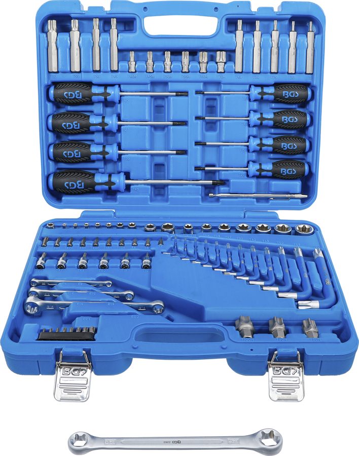 Werkzeugsortiment | 6,3 mm (1/4") + 12,5 mm (1/2") | E-Profil / T-Profil (für Torx) | 84-tlg.