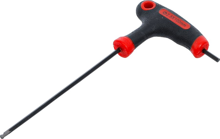 Skrūvgriezis ar T veida rokturi ar sānu asmeni | Sešstūra ligzda / Sešstūra ligzda ar lodveida galvu 2,5 mm