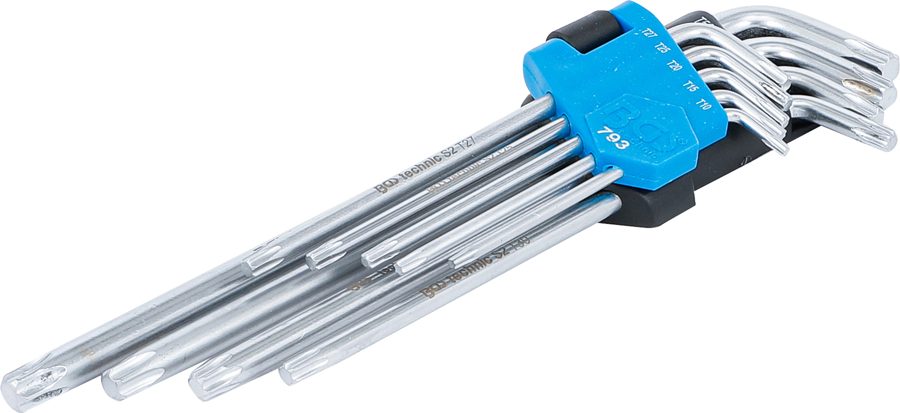 L-atslēgu komplekts | īpaši garš | T-profils (Torx) T10 - T50 | 9 gab.