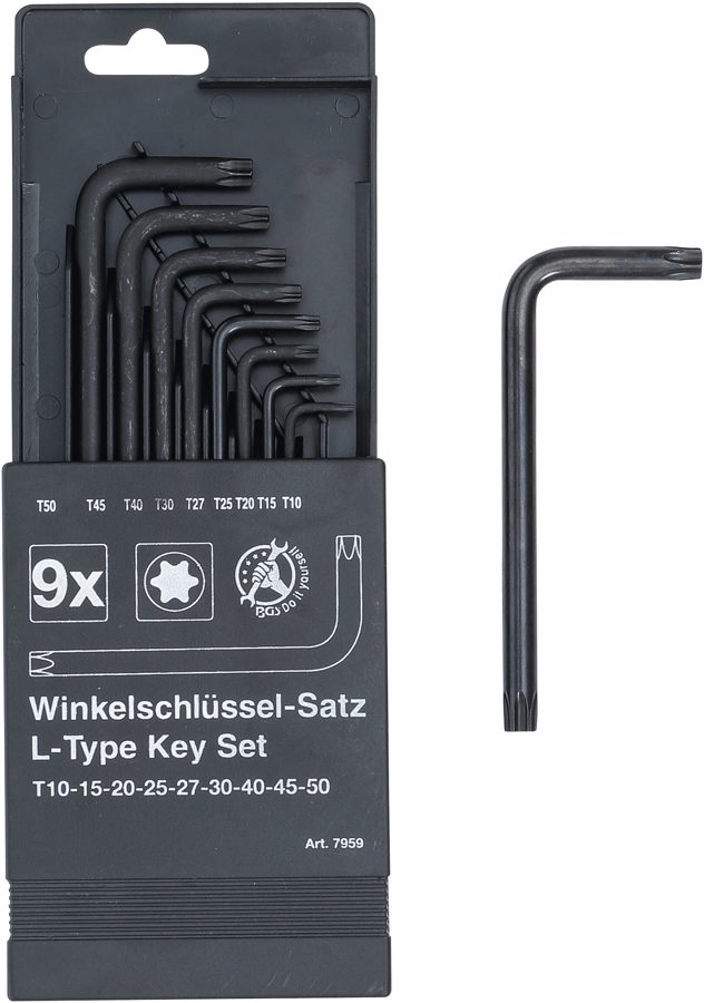L-atslēgu komplekts | T-profils (Torx) T10 - T50 | 9 gab.