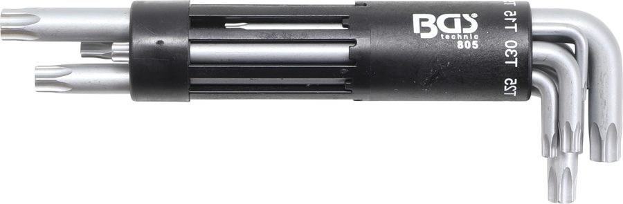 L-atslēgu komplekts | īpaši garš | T-profils (Torx) ar urbumu T10 - T50 | 8 gab.