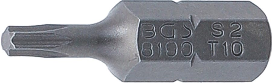 Bits | Garums 25mm | Ārējā sešstūra piedziņa 6,3 mm (1/4") | T veida profils (Torx) T10