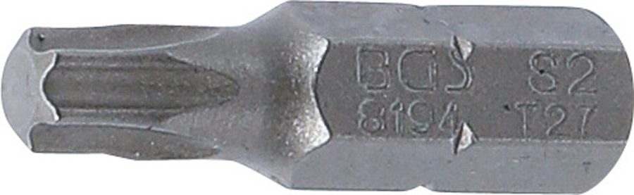 Bits | Garums 25mm | Ārējā sešstūra piedziņa 6,3 mm (1/4") | T veida profils (Torx) T27