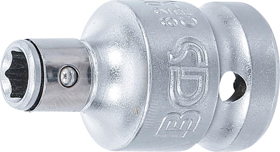 Uzgaļu adapteris ar turēšanas lodi | Iekšējais kvadrāts 12,5 mm (1/2 collas) | Iekšējais sešstūris 6,3 mm (1/4 collas)